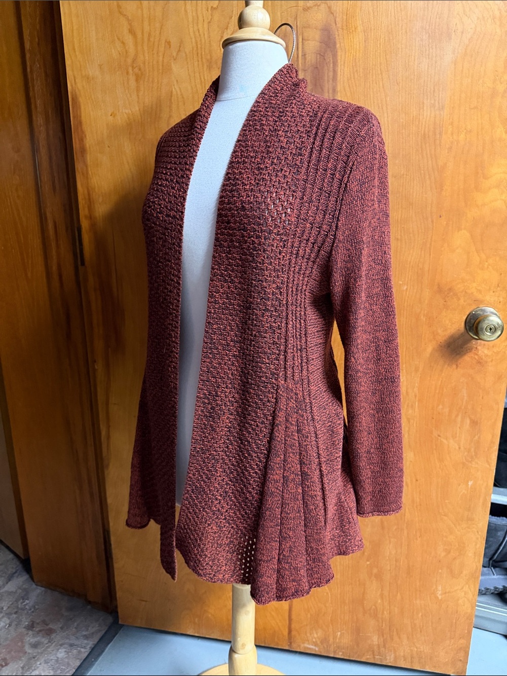 Studio Works Open-Front Knit Cardigan - Rust Brown